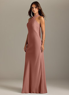 Azazie Doretta Bridesmaid Dresses Cedar Rose Mermaid Pleated Chiffon Dress image4