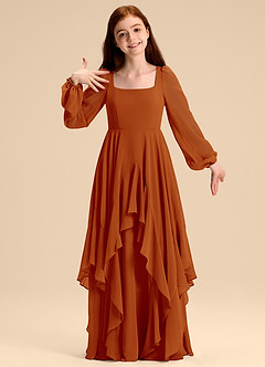 Azazie Clara Junior Abito A-Line in Chiffon Blusa Paprika image3