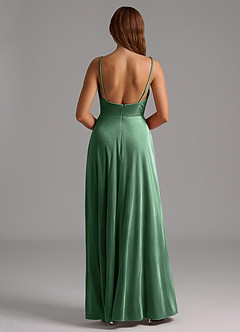 Azazie Sarella Bridesmaid Dresses Eucalyptus A-Line Pleated Velvet Dress image2