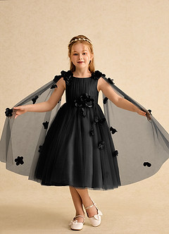 Azazie Staria Blumenmädchenkleider Ballkleid Gestreift Tüll Kleid Schwarz image4