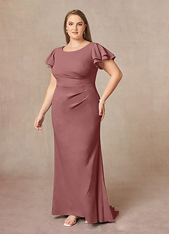 Azazie Peppermint Mother of the Bride Dresses Desert Rose Mermaid Scoop Ruched Stretch Crepe Dress image8
