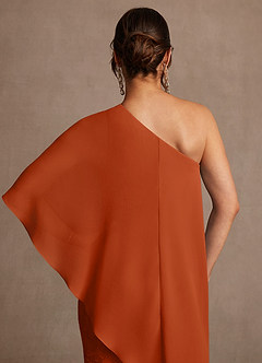 Azazie Wilma Mère de la mariée Robes Robe Fourreau en Blumen-Burnout Une épaule Orange Brûlée image7