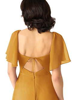 Azazie Chloe Bridesmaid Dresses Butterscotch A-Line Sweetheart Neckline Chiffon Dress image3