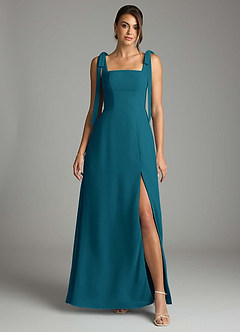 Azazie Debra Bridesmaid Dresses Ink Blue A-Line with Pockets Chiffon Convertible Dress image7