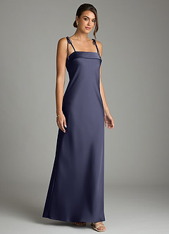 Azazie Ellia Bridesmaid Dresses Stormy Sheath Bow Stretch Satin Dress image3