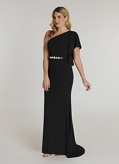 Azazie Pia Kleider für die Brautmutter Meerjungfrau-Linie Plissee Stretch-Krepp Kleid Schwarz image3