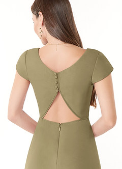 Azazie Hainsly Robes de demoiselle d'honneur Robe Trapèze en Mousseline de soie Encolure en Forme de Cœur Vert Mousse image6