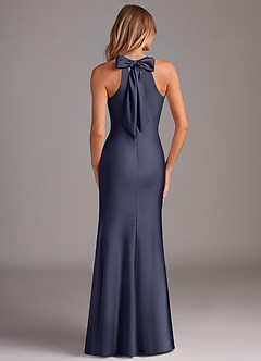 Azazie Doretta Bridesmaid Dresses Stormy Mermaid Pleated Stretch Satin Dress image3