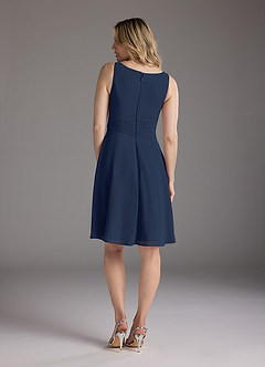 Azazie Shirley Mother of the Bride Dresses Dark Navy A-Line Scoop Pleated Chiffon Dress image6