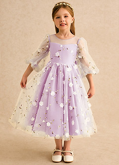 Azazie Elowen Flower Girl Dresses Candy Pink A-Line Sweetheart Neckline Lace Dress image1