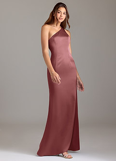 Azazie Arleth Bridesmaid Dresses Amethyst A-Line One Shoulder Stretch Satin Dress image4