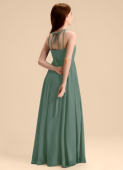 Azazie Arianthe Junior Eucalyptus A-Line Pleated Chiffon Dress image5
