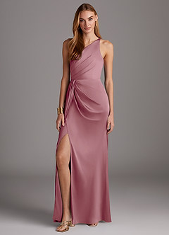 Azazie Mika Final Sale Vintage Mauve Sheath One Shoulder Stretch Satin Dress image3