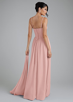 Azazie Alisha Bridesmaid Dresses Powder Pink A-Line Corset Chiffon Dress image2