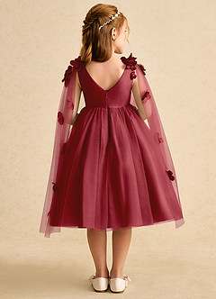 Azazie Staria Blumenmädchenkleider Ballkleid Gestreift Tüll Kleid Granatapfelrot image2