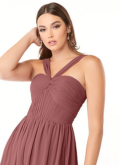 Azazie Dionne Bridesmaid Dresses Amethyst A-Line Corset Chiffon Dress image6