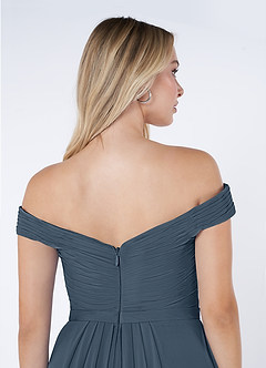 Azazie Audrianna Bridesmaid Dresses Neptune A-Line Off-The-Shoulder Gathered Chiffon Convertible Dress image10