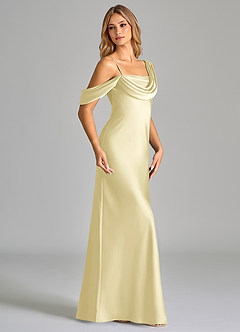 Azazie Celina Final Sale Espresso Sheath One Shoulder Stretch Satin Dress image4