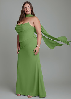 Azazie Sorrel Abiti da Damigella Abito Sirena in Chiffon Corsetto Basilico image14