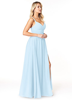 Azazie Chanel Bridesmaid Dresses Sky Blue A-Line Pleated Chiffon Dress image4