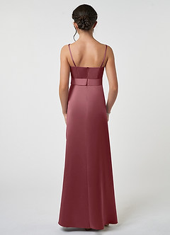 Azazie Anina Junior Robe Trapèze en Satin extensible Arc Rose Du Désert image2