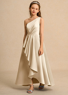 Azazie Taffy Girl Flower Girl Klänningar Klä A-Line i Matt satäng Spets image1