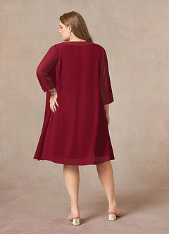 Azazie Shirley Kleider für die Brautmutter A-Linie Schaufel Gefaltet Chiffon Kleid Burgunderrot image9