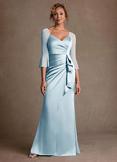 Azazie Nampa Mother of the Bride Dresses Sky Blue Sheath Pleated Mesh Dress image1