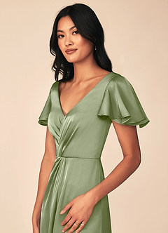 Azazie Soren Kleider zum Anprobieren zu Hause A-Linie Plissee Stretch-Satin Kleid Rotbraun image7