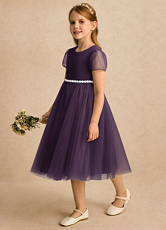 Azazie Kaylor Flower Girl Klänningar Klänning A-linje i Tyll Plisserad image4