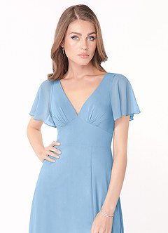 Azazie Kimber Jurken voor bruidsmeisjes Jurk van Chiffon met A-Lijn Flounce mouwen Poederblauw image6