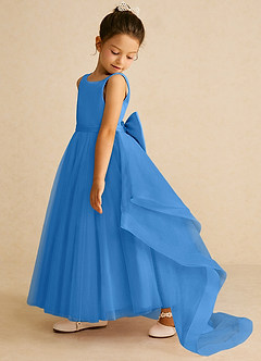 Azazie Pumpkin Flower Girl Dresses Blue Jay A-Line Convertible Tulle Dress image4