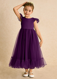 Azazie Phebs Robe Demoiselle D'honneur Fillette Robe Trapèze en Tulle Grain De Raisin image5