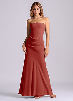 Azazie Debby Bridesmaid Dresses Terracotta Mermaid Strapless Chiffon Dress image1