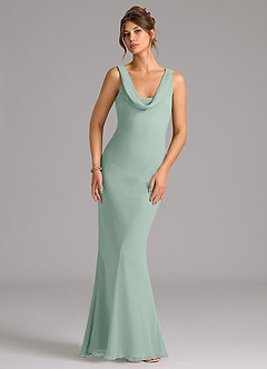 Azazie Rylina Bridesmaid Dresses Agave Mermaid Pleated Chiffon Dress image1