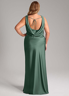 Azazie Rylina Bridesmaid Dresses Eucalyptus Mermaid Stretch Satin Dress image8
