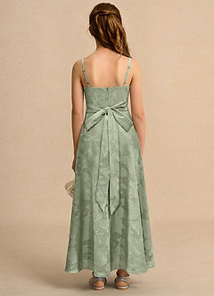 Azazie Pebbles Junior Formal Jurken voor bloemenmeisjes A-Lijn Jurk van Bloemen Burn-out Geplooid Agave image3