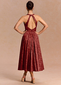 Sonia Orange Red Midi Dress image2