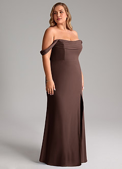 Azazie Saige Vestidos de damas de honor Vestido de Ganache de Gasa de Corte en A Convertible con Vestidos sin tirantes image12