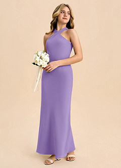 Azazie Doretta Junior Robe Fourreau en Mousseline de soie Plissée Tahiti image6