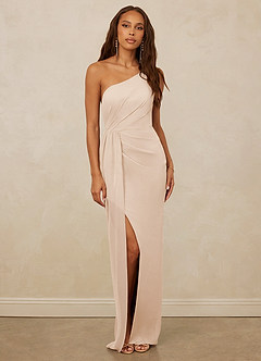 Christian Siriano Bridal for Azazie 1003 Brautjungfernkleider Etui One-Shoulder Chiffon Kleid Alabaster Weiß image1