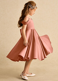 Azazie Favia Flower Girl Dresses MAI TAI A-Line Off the Shoulder Matte Satin Dress image5
