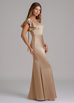 Azazie Elkie 신부 들러리 드레스 인어 스퀘어 네크라인 스트레치 새틴 바닥 길이 드레스 image3