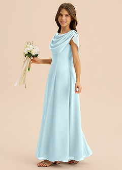 Azazie Lambie Junior Abito A-Line in Chiffon Plissettato Nuvola Blu image6