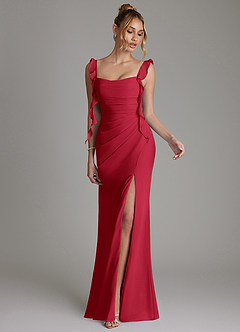 Azazie Jessamine Bridesmaid Dresses Scarlet Mermaid Corset Chiffon Dress image4