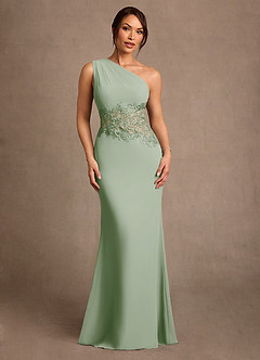 Azazie Kathie Abiti per la Madre della Sposa Abito Sirena in Chiffon Pizzo Verde Salvia image1