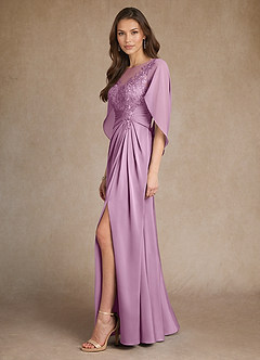 Azazie Hera Mother of the Bride Dresses Wisteria A-Line Lace Stretch Satin Dress image2
