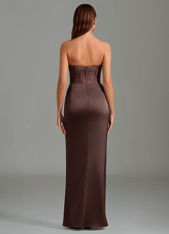Azazie Emilia Robes de demoiselle d'honneur Robe Sirène en Satin extensible Sans bretelles Ganache image2