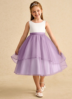 Azazie Rene Flower Girl Dresses Ivory Wisteria A-Line Bow Tulle Dress image4
