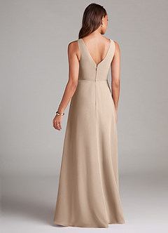 Azazie Nelly Bridesmaid Dresses Taupe A-Line Pleated Chiffon Dress image5